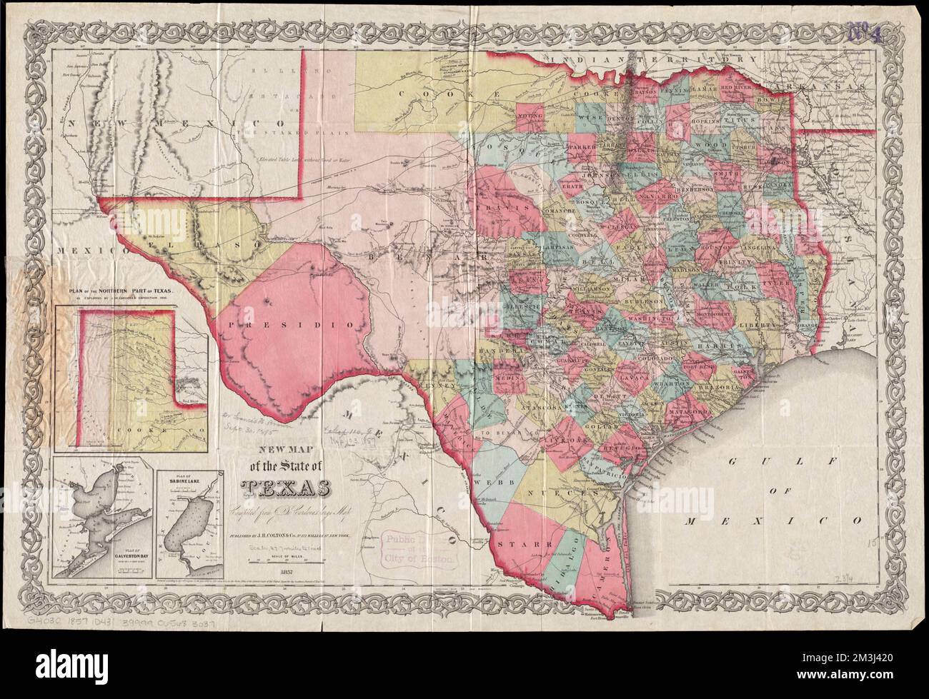 Nuevo mapa del estado de Texas, Texas, Mapas, Galveston Bay Texas