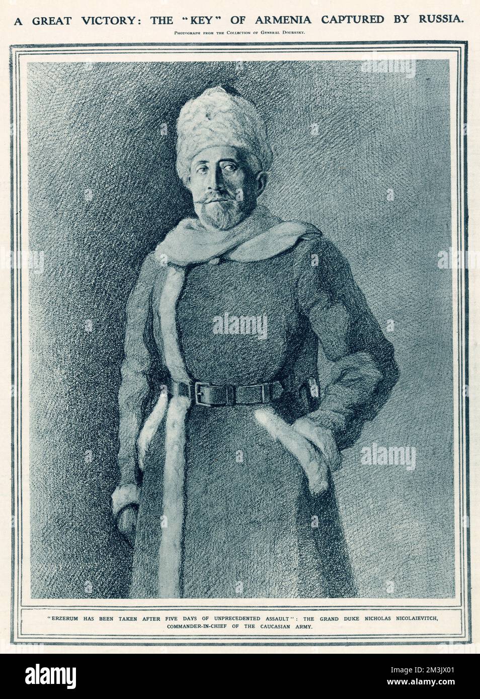 El oficial ruso cuyo ejército capturó las fortificaciones turcas de Erzerum, en Armenia. Ilustración tomada de una fotografía de la colección del General Doubasky. Foto de stock