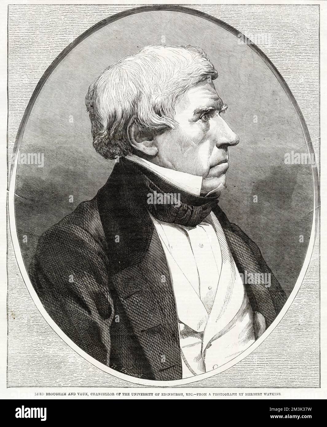 Henry Peter Brougham, 1st Barón Brougham y Vaux (1778 - 1868), político inglés, abogado y Lord Canciller de Inglaterra. Esta imagen fue publicada, cuando era Canciller de la Universidad de Edimburgo. Foto de stock
