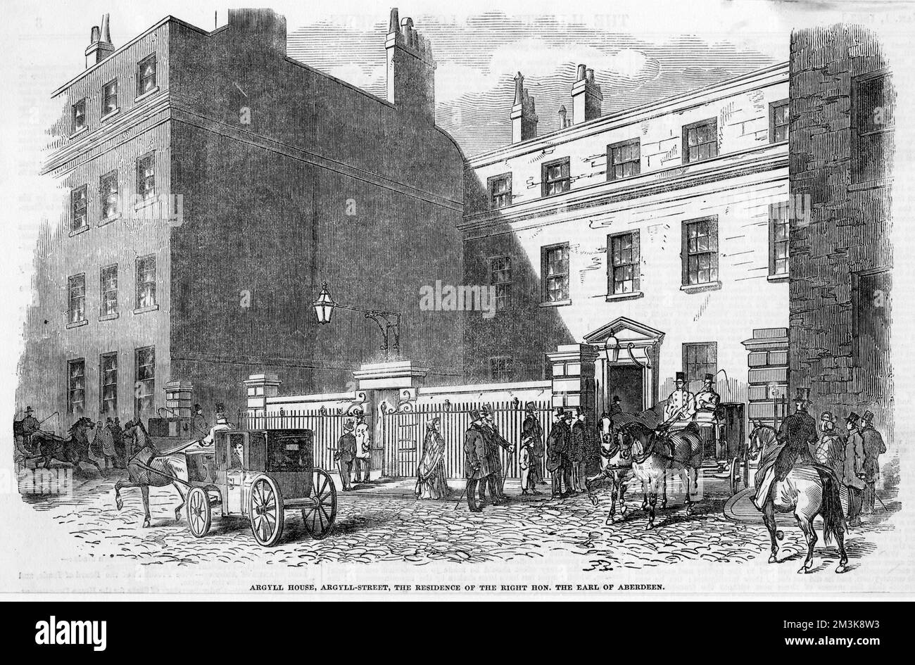 En Argyll Street : la residencia del conde de Aberdeen. Fecha: 1853 Foto de stock