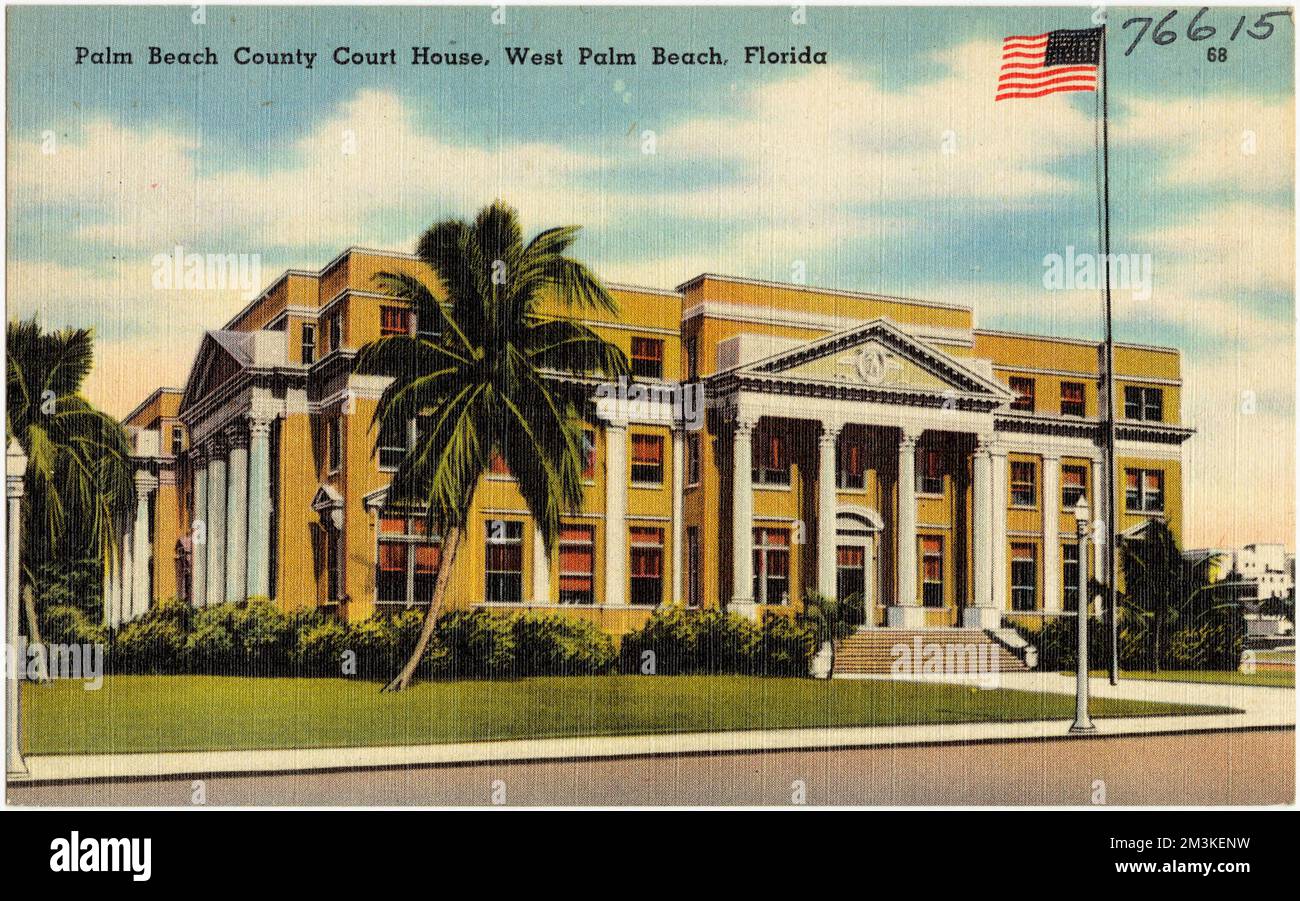 Tribunal del Condado de Palm Beach, West Palm Beach, Florida, Tribunales, Tichnor Brothers Collection, Tarjetas postales de Estados Unidos Foto de stock