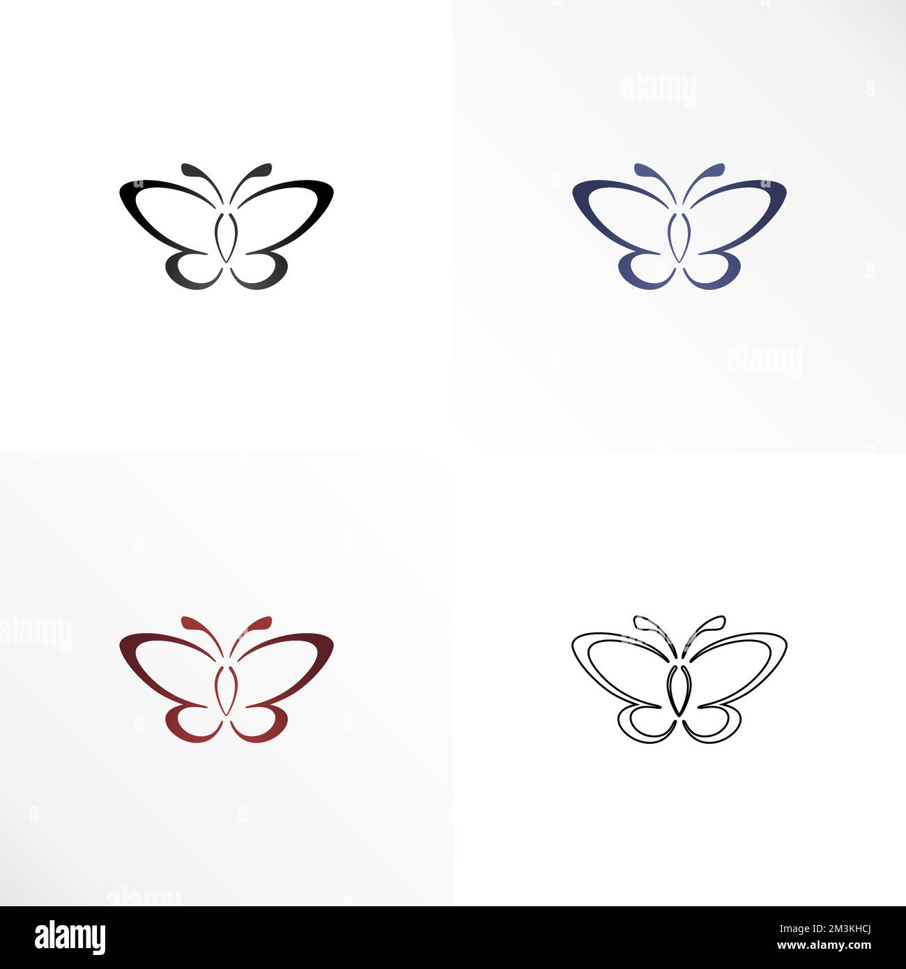 Simple y única mariposa en línea arte forma imagen gráfico icono logotipo diseño abstracto concepto vector stock. Se puede utilizar como símbolo relacionado con el animal Ilustración del Vector