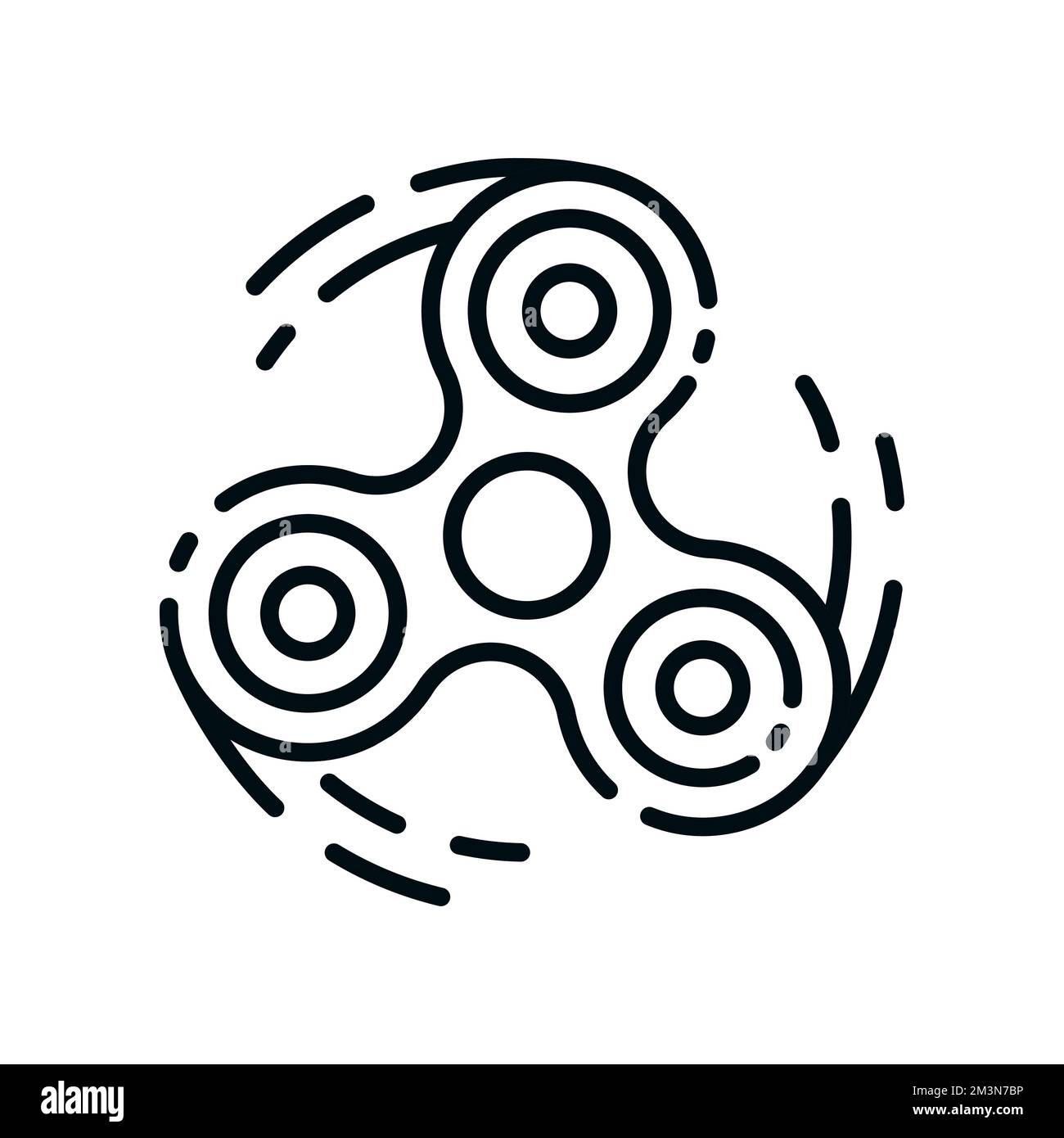 Icono de giro en movimiento. Diseño de logotipo lineal con mecanismo de giro para dedos. Símbolo creativo dibujado con líneas de contorno en movimiento. Ilustración vectorial Ilustración del Vector