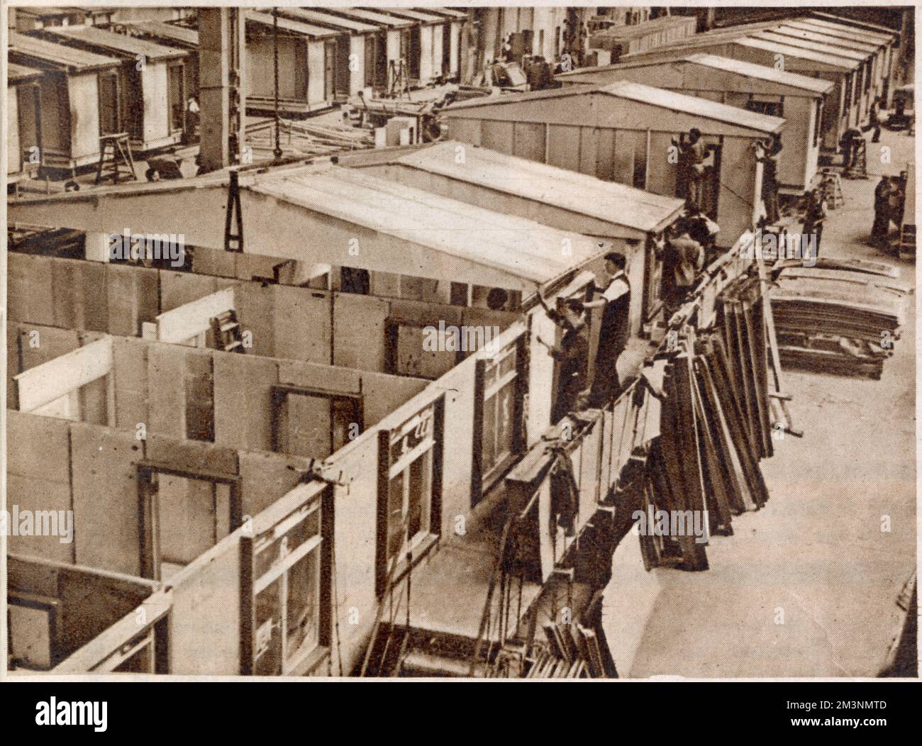 Edificios temporales después de la Segunda Guerra Mundial en construcción en la fábrica de Bristol Aeroplane Company en Barwell. Foto de stock