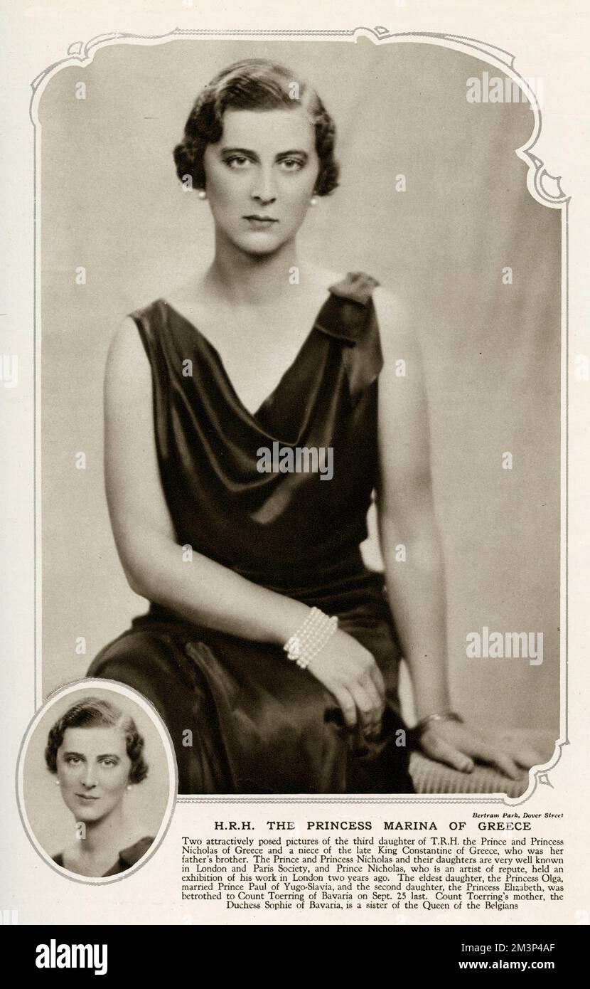Princesa Marina de Grecia y Dinamarca (1906 - 1968), más tarde duquesa de Kent. 1933 Foto de stock