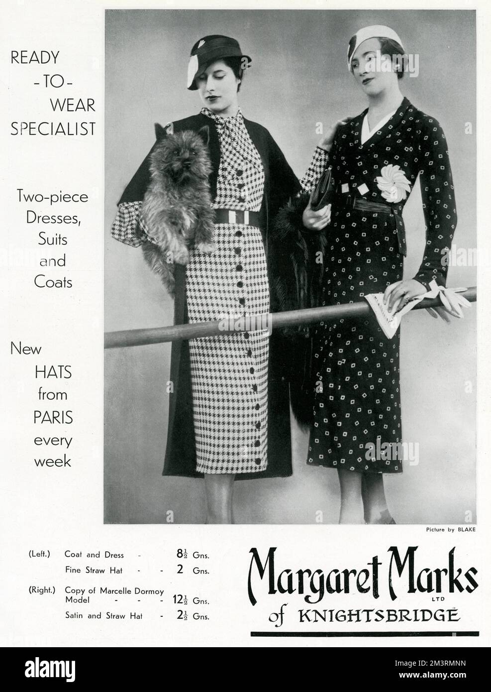 Modelos listos para usar vestidos de dos piezas, trajes y abrigos. 1933 Foto de stock