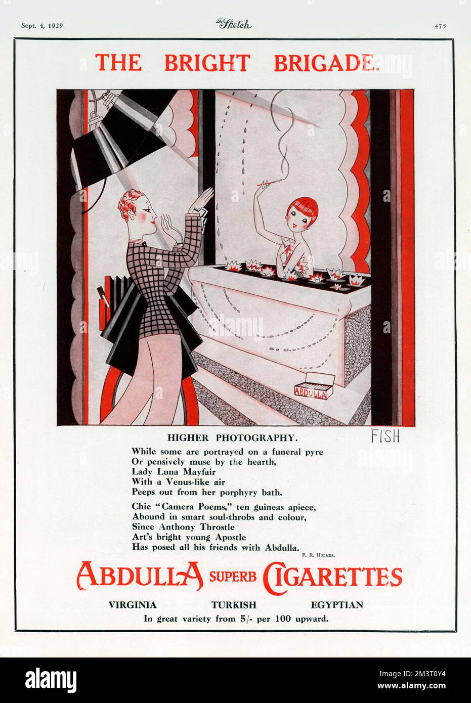 Ilustración de Anne Harriet ('Annie') Fish (1890-1964) para un anuncio de cigarrillos de Abdulla - 'La Brigada Brillante' - Fotografía superior. Foto de stock
