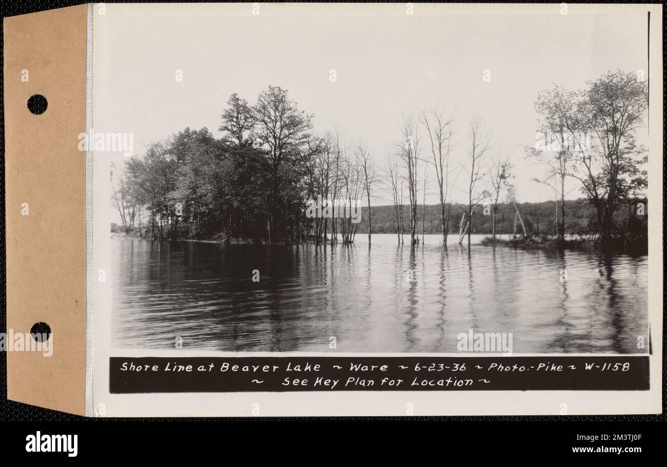 Línea de costa de Beaver Lake, Ware, Massachusetts, 23 de junio de 1936