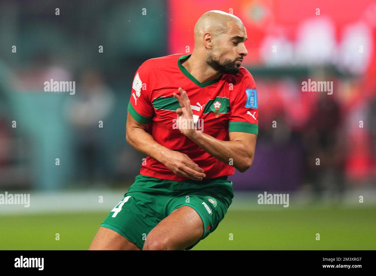 Sofyan Amrabat de Marruecos durante el partido Copa Mundial de la FIFA  Qatar 2022, Play-off fort tercer lugar, entre Japón y España jugó en el  Estadio Internacional Khalifa el 17 de diciembre