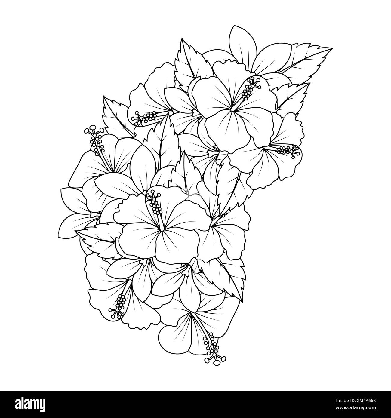 Diseño De Arte De Garabatos De Flores De Hibisco De Página Para Colorear Con Gráfico Vectorial 7233