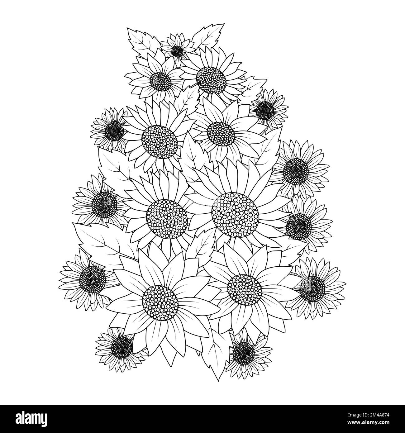 girasol zen doodle dibujo del arte de diseño vectorial con pétalos en flor  página de libro para colorear adulto Imagen Vector de stock - Alamy