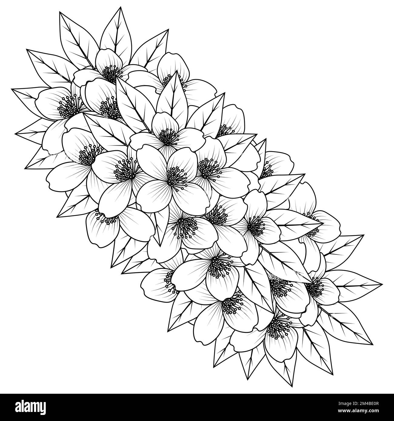 página para colorear de flores dibujo a mano línea de arte de flor negra  con diseño decorativo para impresión Imagen Vector de stock - Alamy