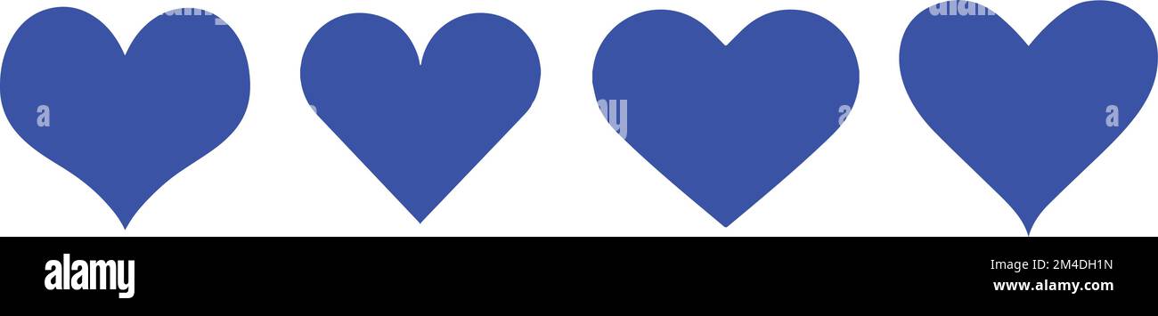 Conjunto horizontal corazón azul marino. Símbolo del corazón. icono de corazón. logotipo con forma. romance, san valentín, san valentín, romántico, concepto, tarjeta, matrimonio, dos. Ilustración del Vector