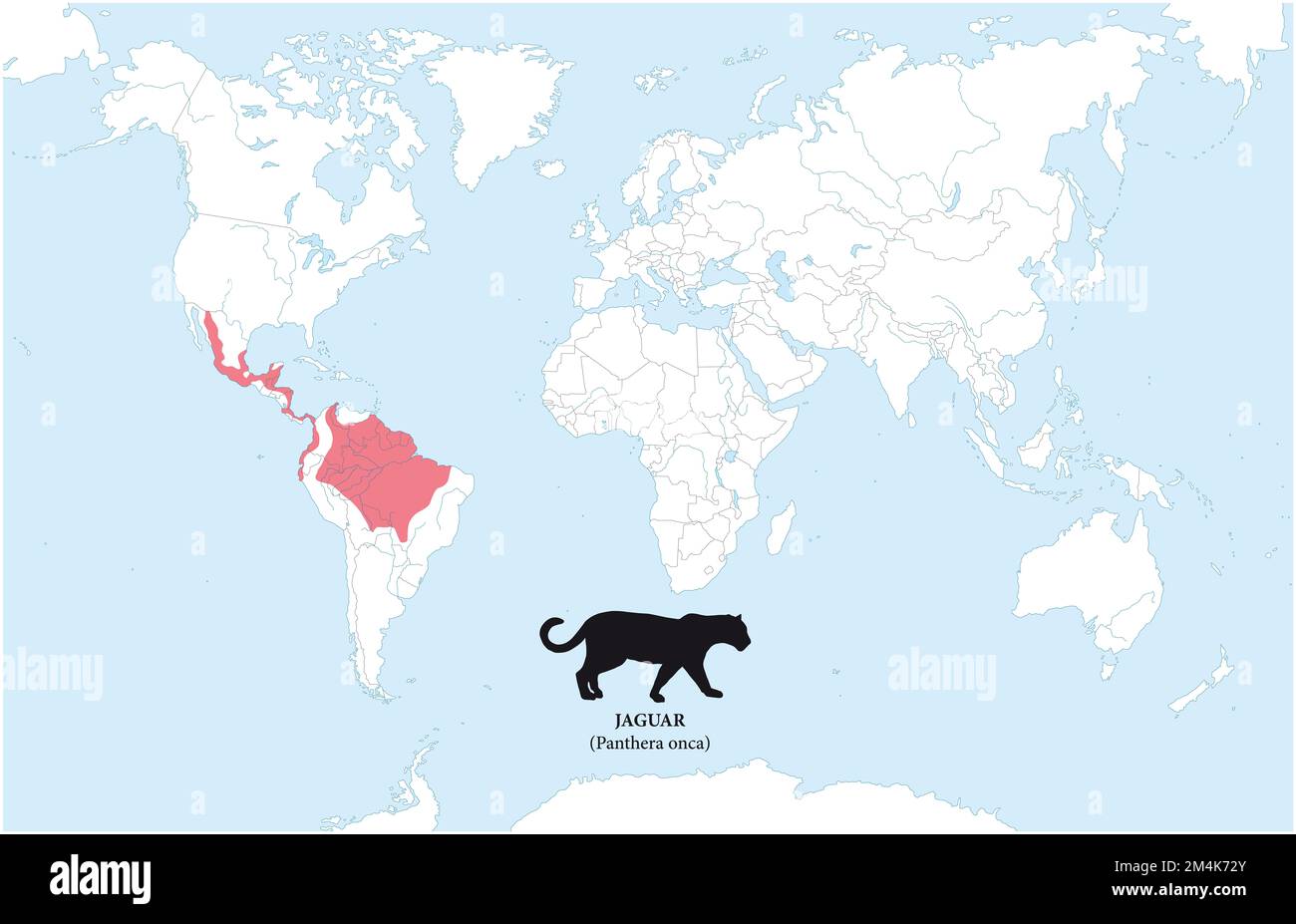 Mapa de la distribución y hábitat del jaguar Fotografía de stock Alamy