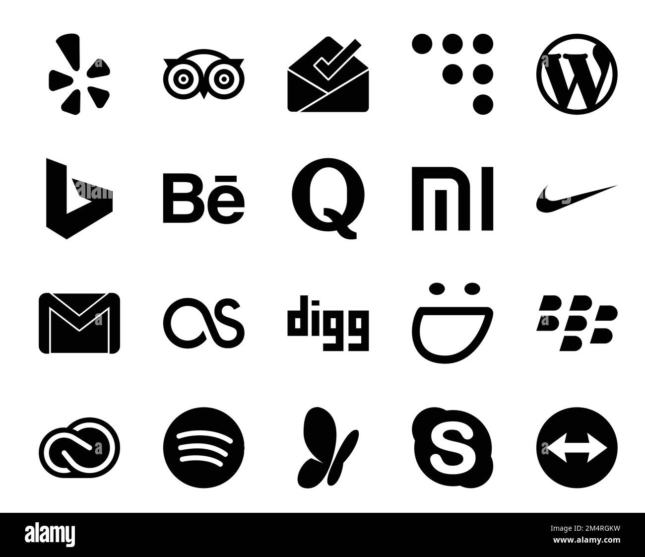 20 Paquete de iconos de redes sociales que incluye digg. correo. behance.  correo electrónico. nike Imagen Vector de stock - Alamy