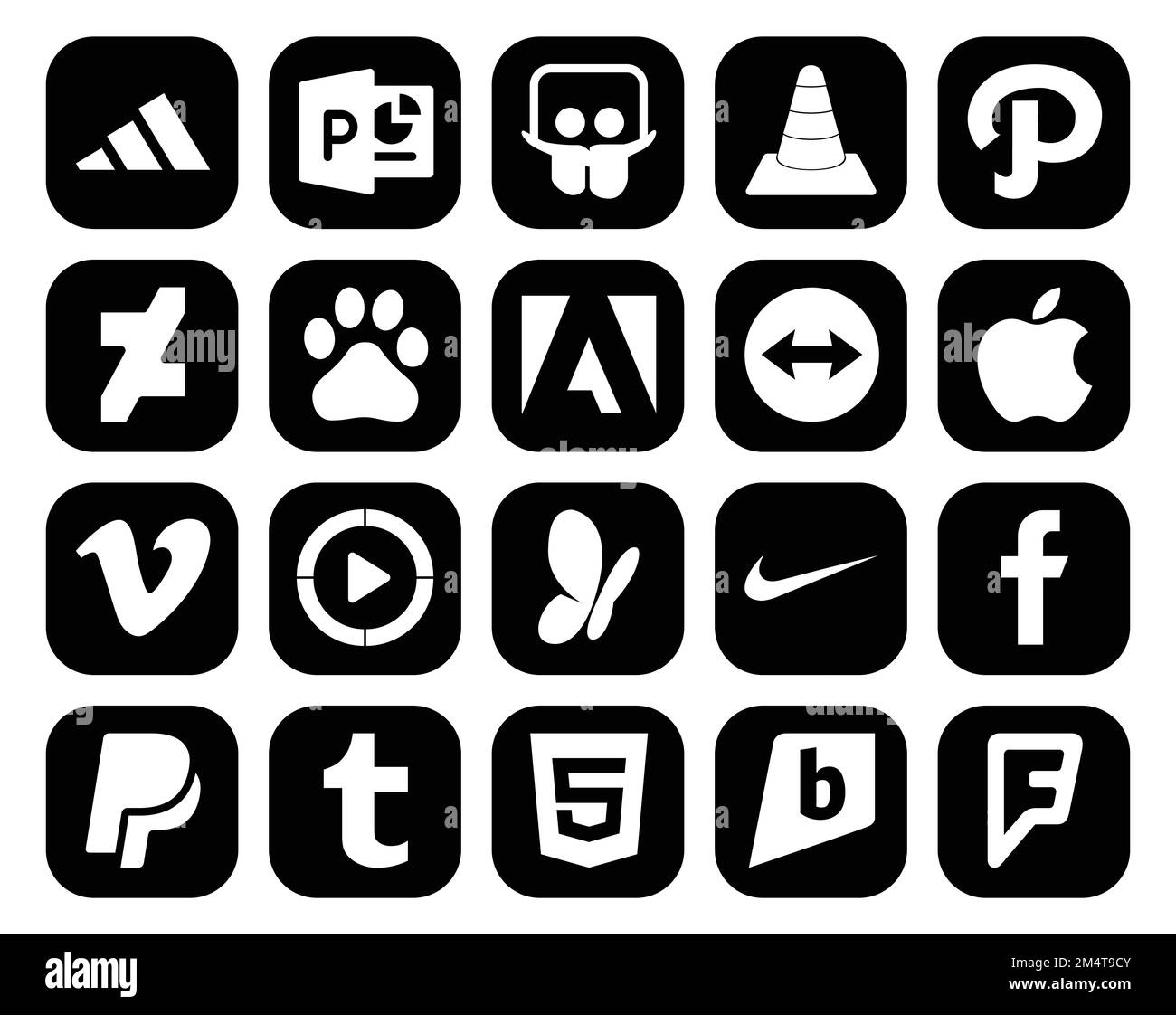 20 Paquete de iconos de redes sociales que incluye nike. vídeo. baidu.  reproductor de windows media. vimeo Imagen Vector de stock - Alamy