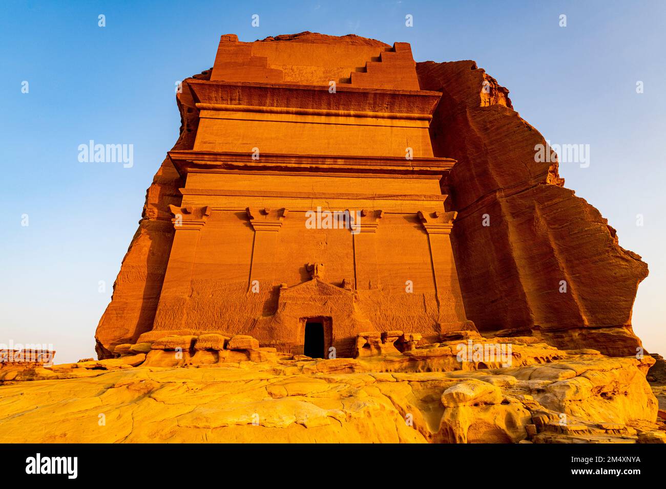 Arabia Saudita, provincia de Medina, Al Ula, tumba de Qasr Al-Farid en Mada’in Salih Foto de stock