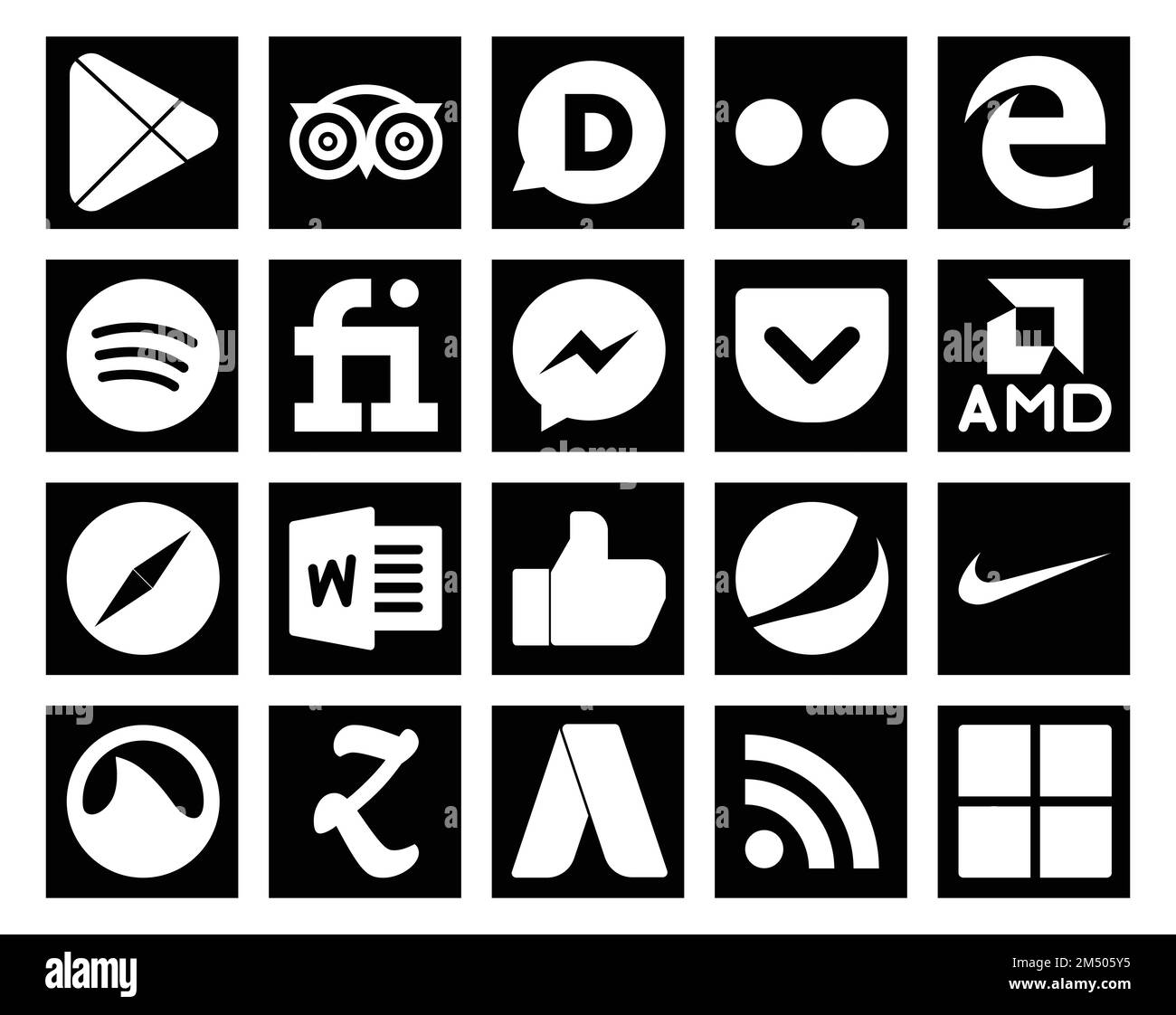 20 Paquete de iconos de redes sociales que incluye nike. me gusta. fiverr.  palabra. safari Imagen Vector de stock - Alamy