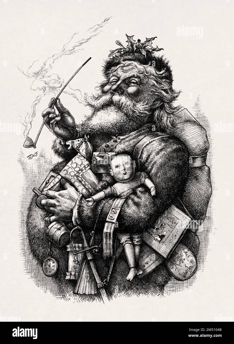 Ilustración de Santa Claus por Thomas Nast creada en 1881. Foto de stock