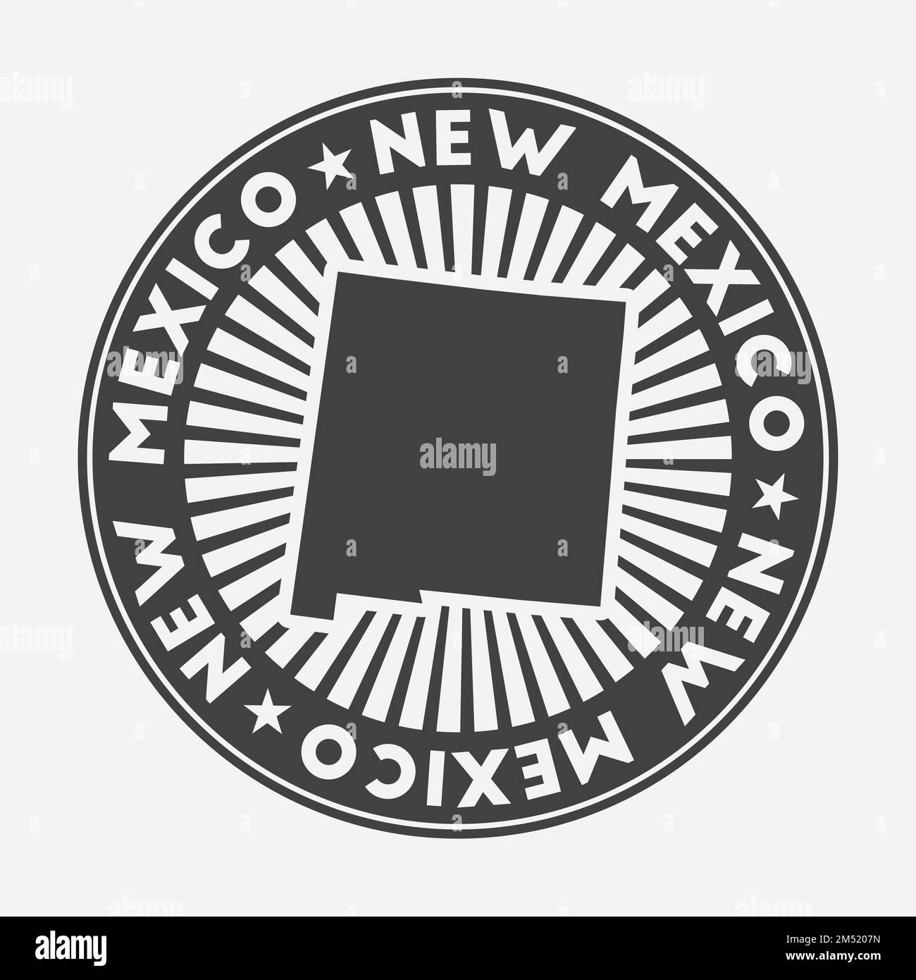 Nuevo México redondo logo. Insignia de viaje vintage con el nombre