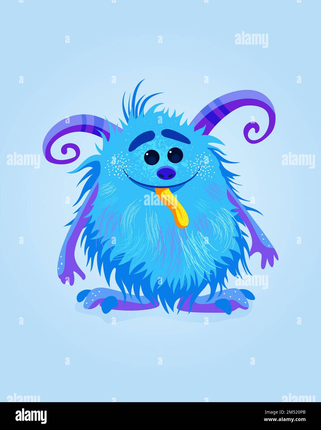 Ilustración vectorial con una bonita caricatura azul Monster Ilustración del Vector