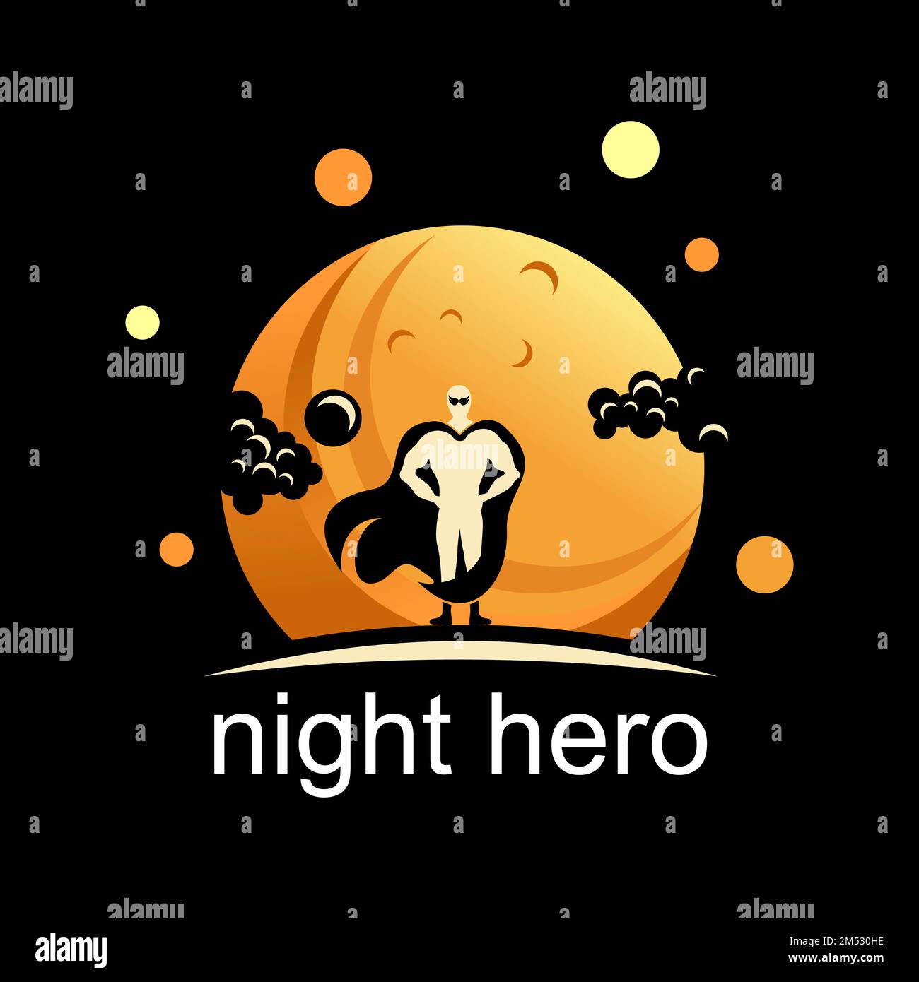 Simple aand héroe único con fondo de noche brillante o luna icono gráfico logotipo diseño abstracto concepto vector stock. relacionado con personaje o cómic Ilustración del Vector