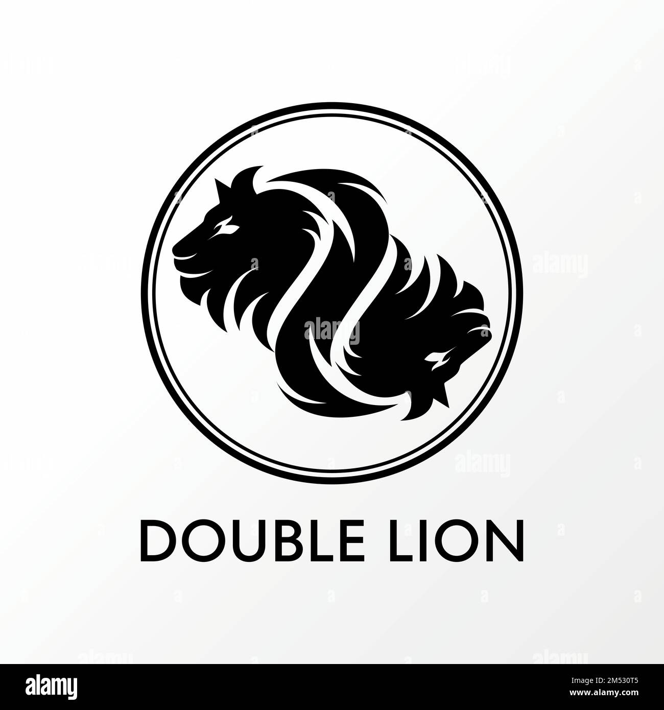 Simple y único dos cabezas de león que giran o giran alrededor de la