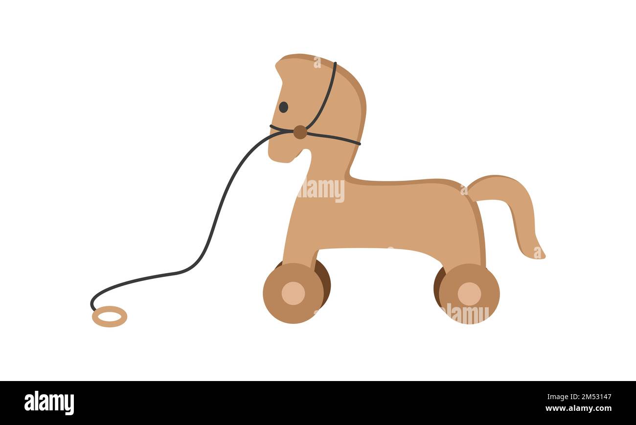 Icono de caballo de juguete para niños de madera ilustración vectorial