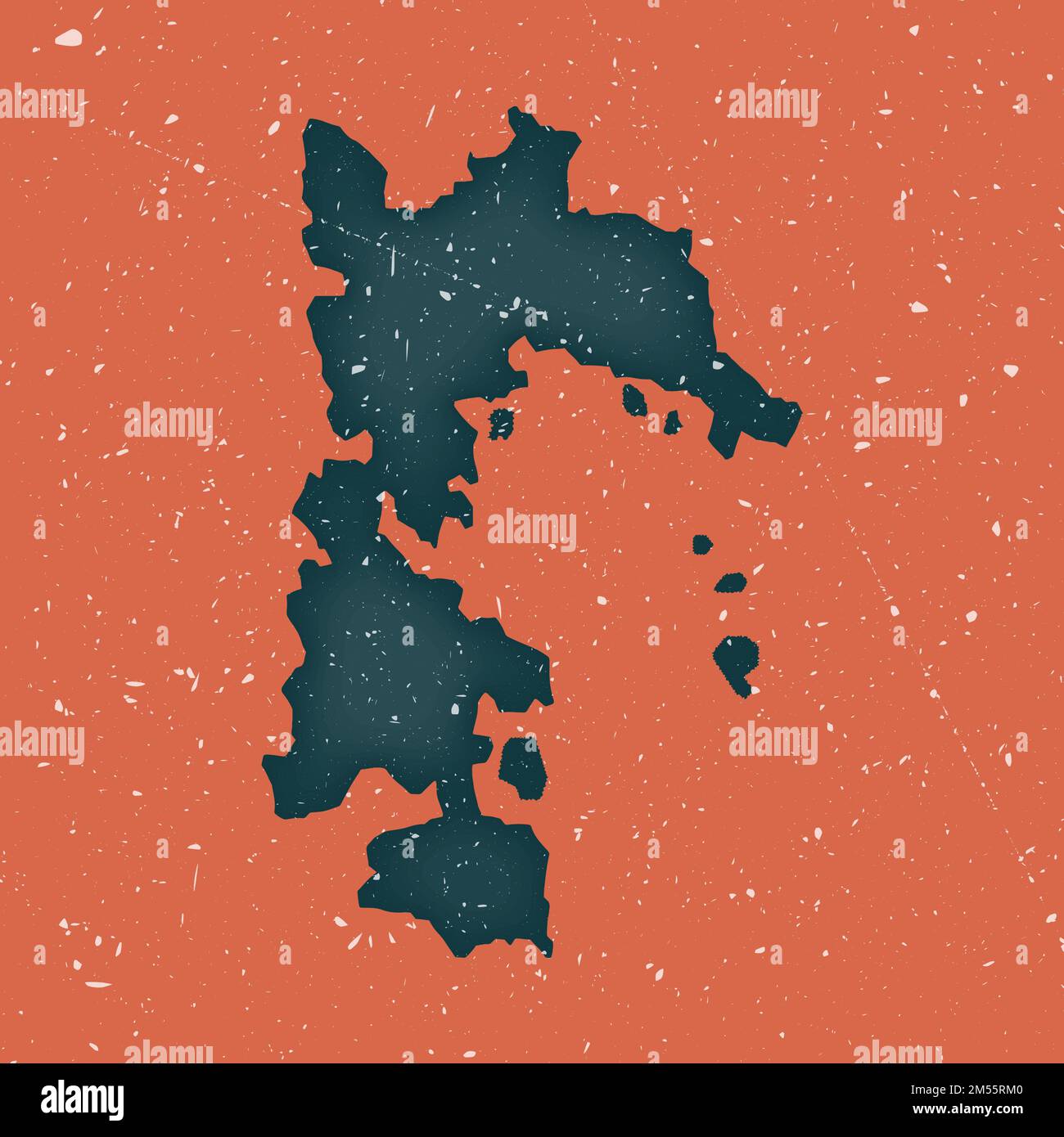 Mapa vintage de Patmos. Mapa grunge de la isla con textura angustiada