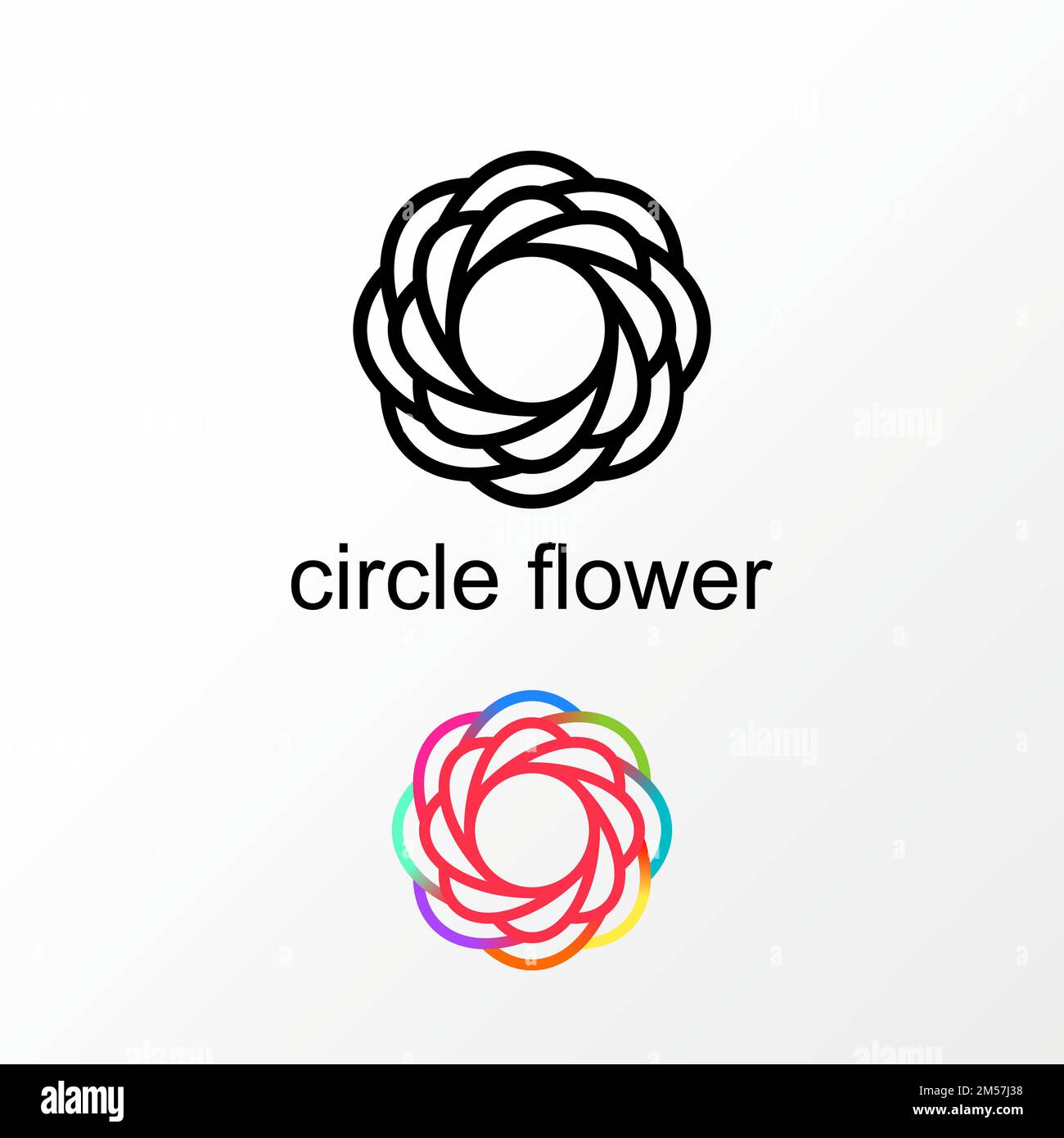 Línea simple y única hacia fuera círculo como flor o motivo icono