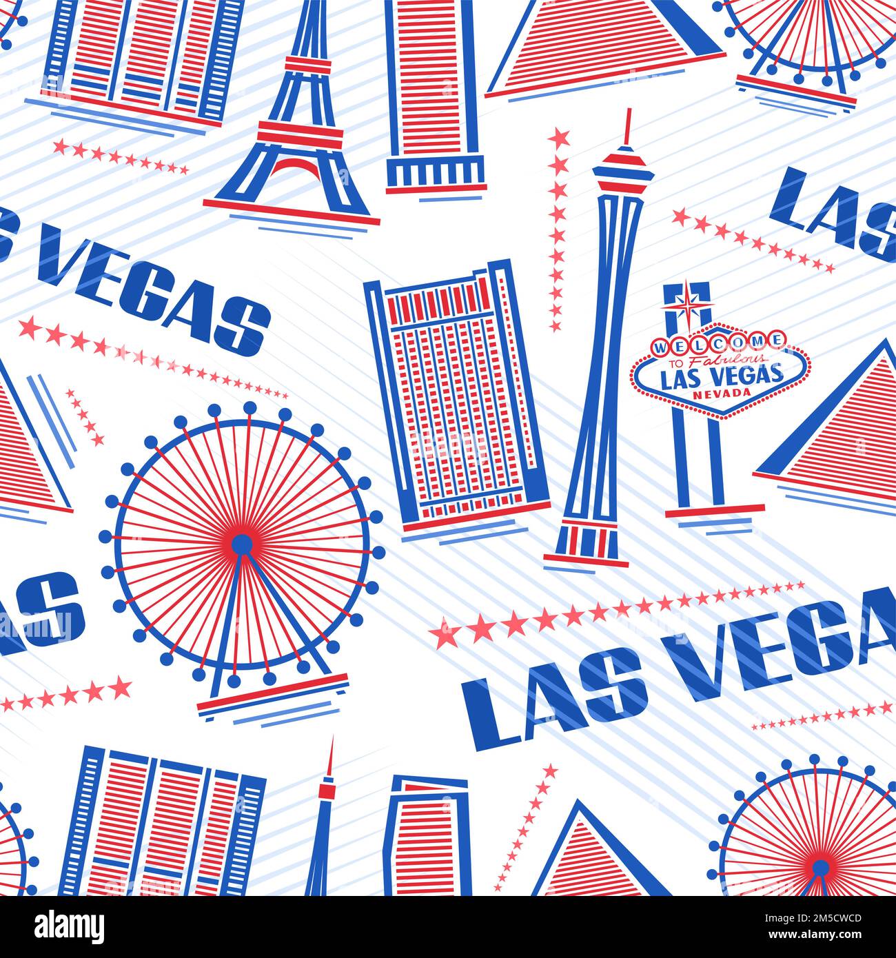 Vector Las Vegas patrón sin fisuras, fondo cuadrado de repetición con