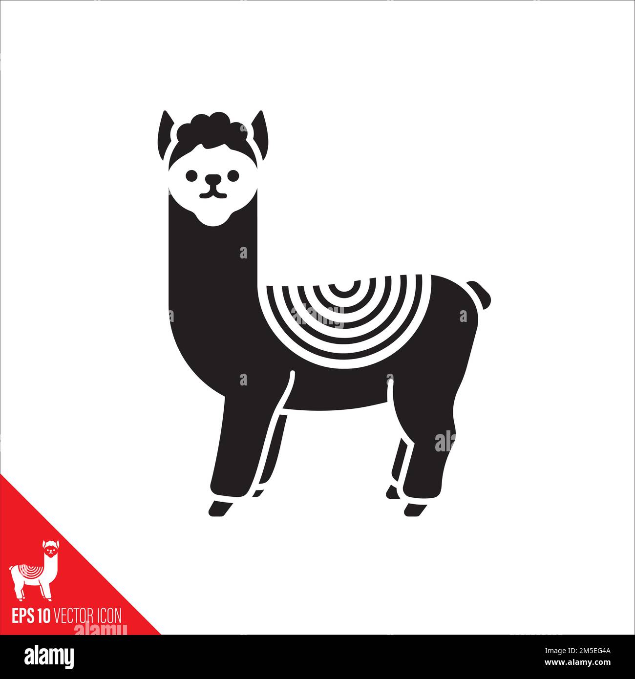 Alpaca con manta rayada vector glifo icono Ilustración del Vector