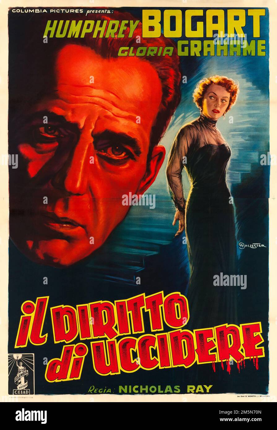 En un lugar solitario (1950) Cartel de cine vintage de Humphrey Bogart