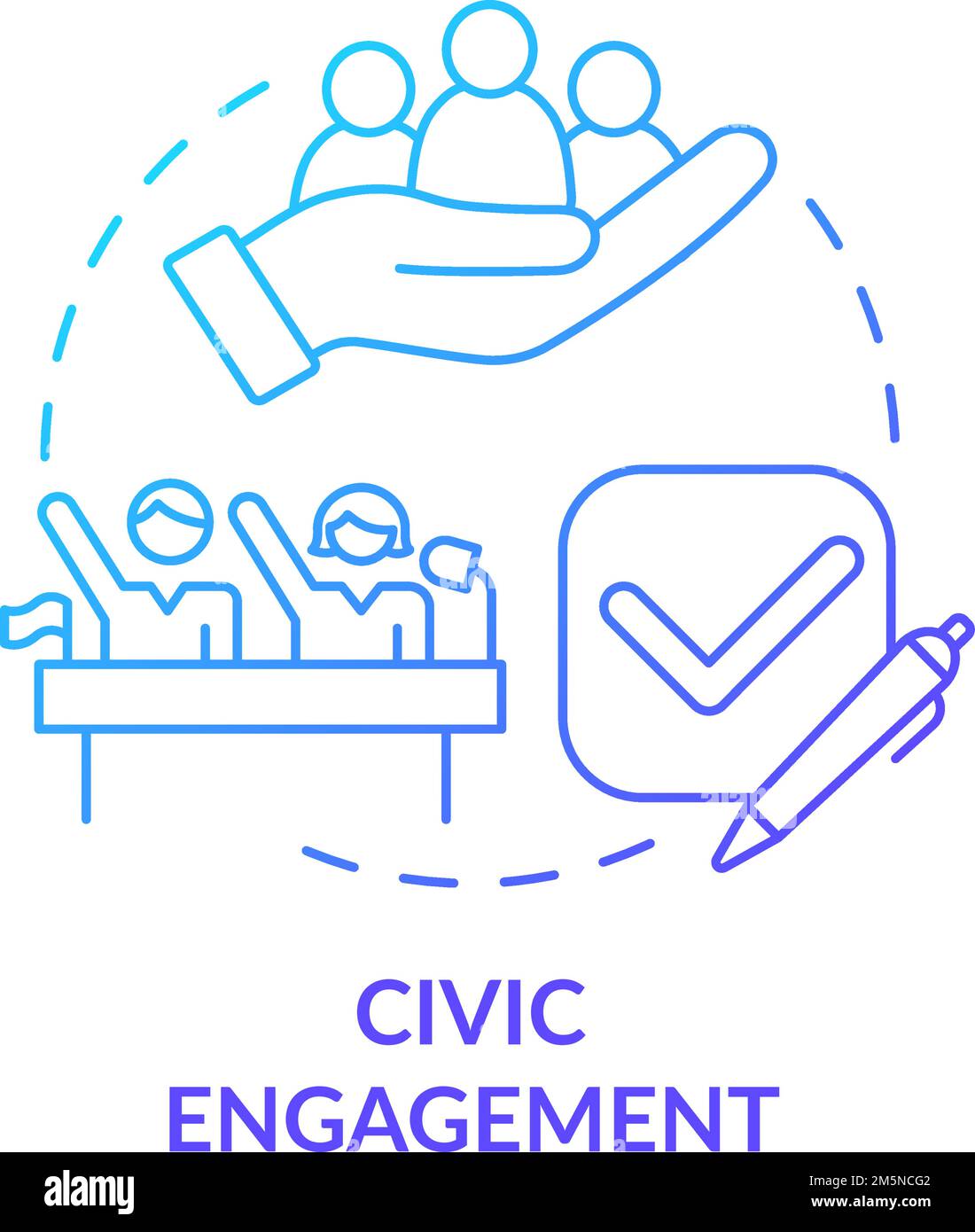 Icono de concepto de gradiente azul de compromiso cívico Ilustración del Vector