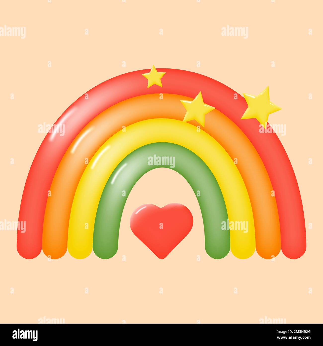 Colorido arco iris 3D con estrellas y un corazón. Arco iris de dibujos  animados para la decoración infantil. Ilustración vectorial Imagen Vector  de stock - Alamy