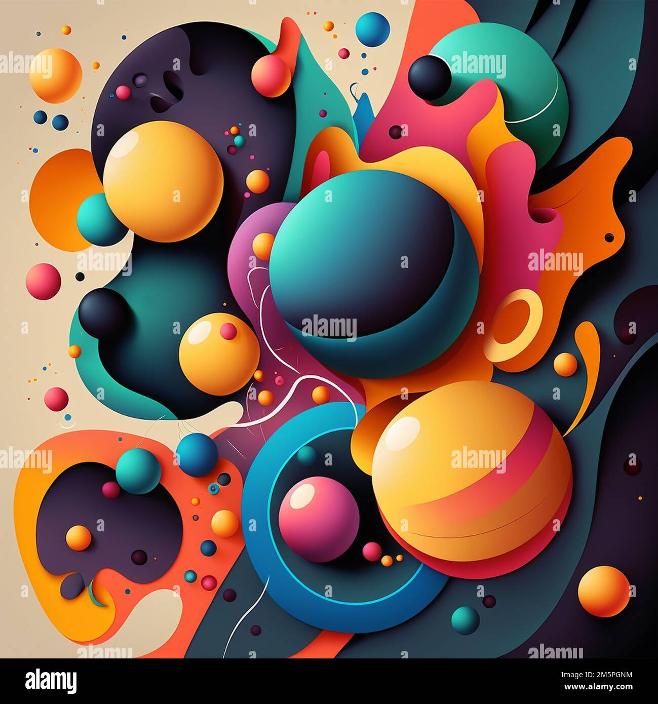 Diseño cósmico moderno futurista abstracto en estilo de dibujos animados con esferas y rayas. Ilustración generada digital en colores brillantes Fotografía de stock - Alamy Diseño cósmico moderno futurista abstracto en estilo de dibujos animados con esferas y rayas. Ilustración generada digital en colores brillantes Fotografía de stock - Alamy