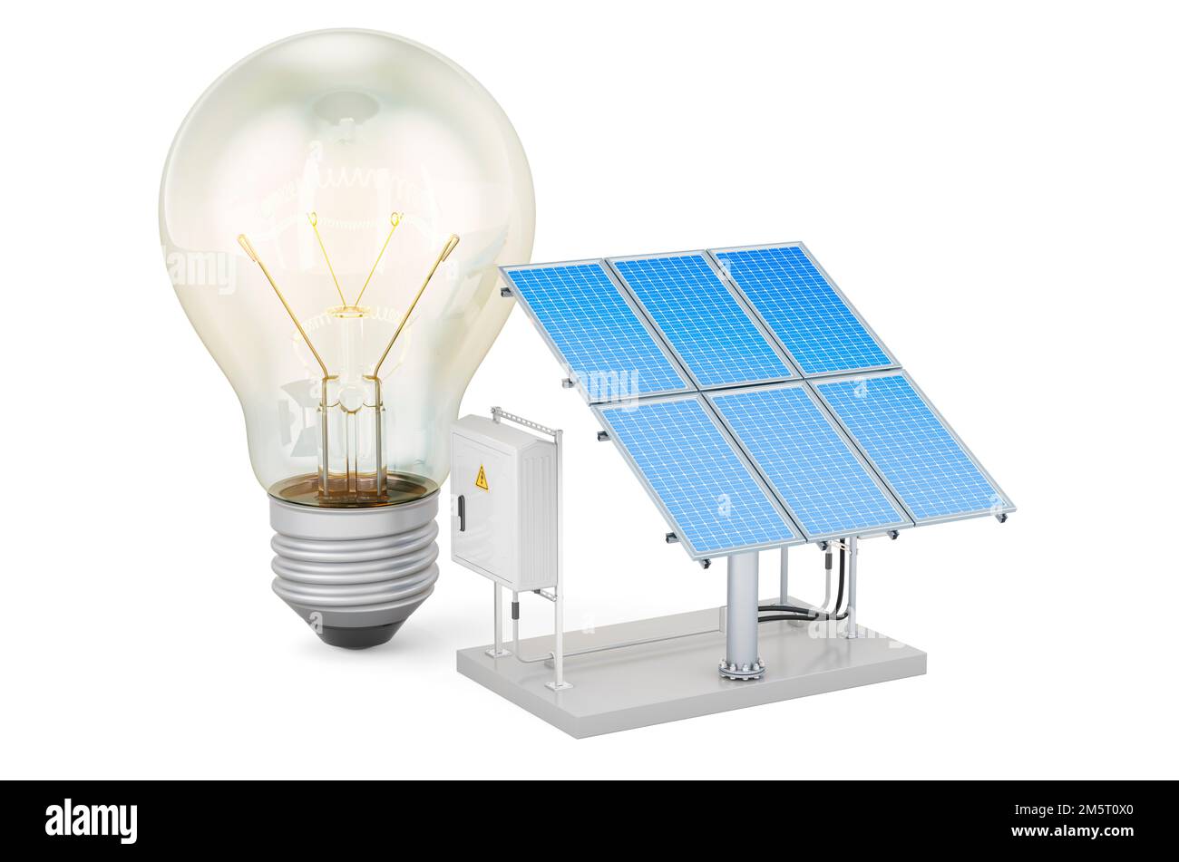 Los Paneles Solares En La Bombilla. Concepto De Energía Verde