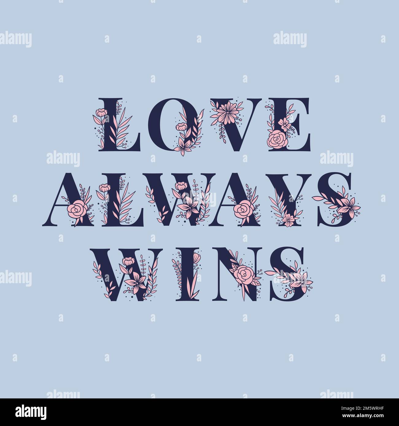 Vector de tipografía LGBT Amor siempre gana fuente floral Ilustración del Vector