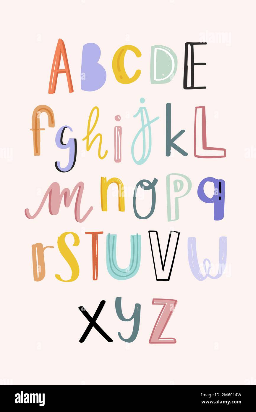 Alphabets doodle typography vector set Ilustración del Vector