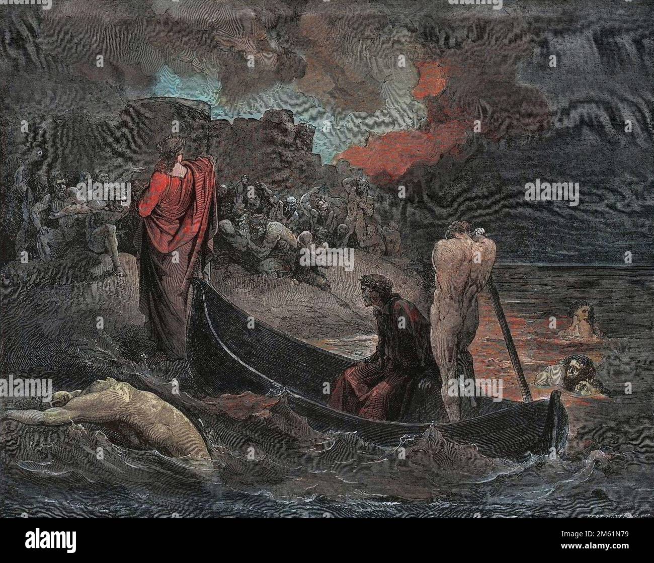 Virgílio (70-19 aC) e Dante, ilustração da Divina Comédia (Inferno) de  Dante Alighieri (1265-1321) Paris, publicada em 1885