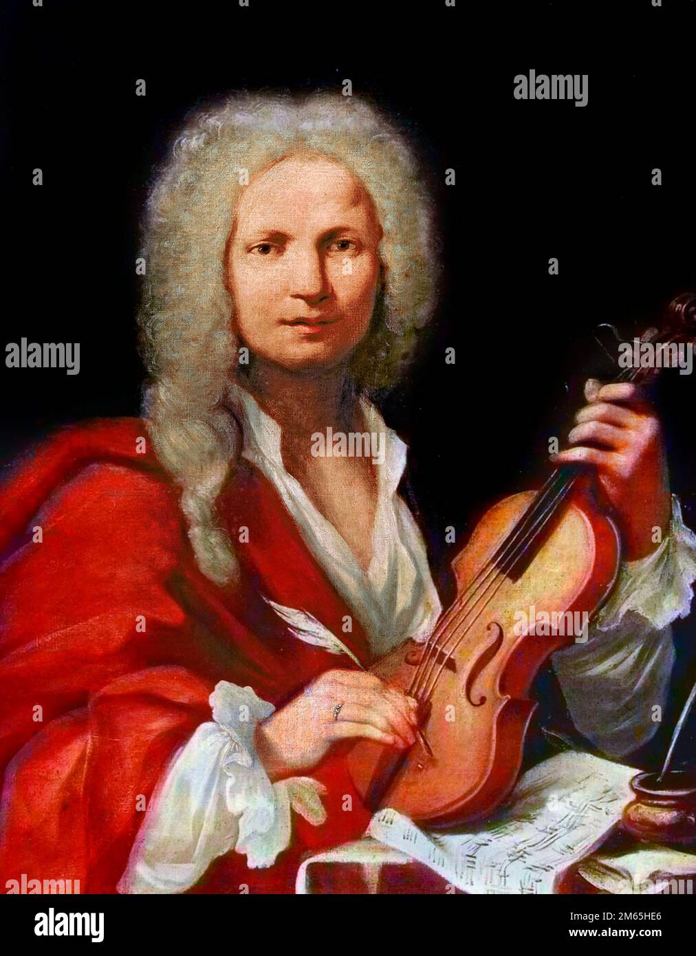 A cargo de Antonio Vivaldi. Retrato del compositor y violinista italiano Antonio Lucio Vivaldi (1678-1741), pintura anónima, óleo sobre lienzo, 1723 Foto de stock
