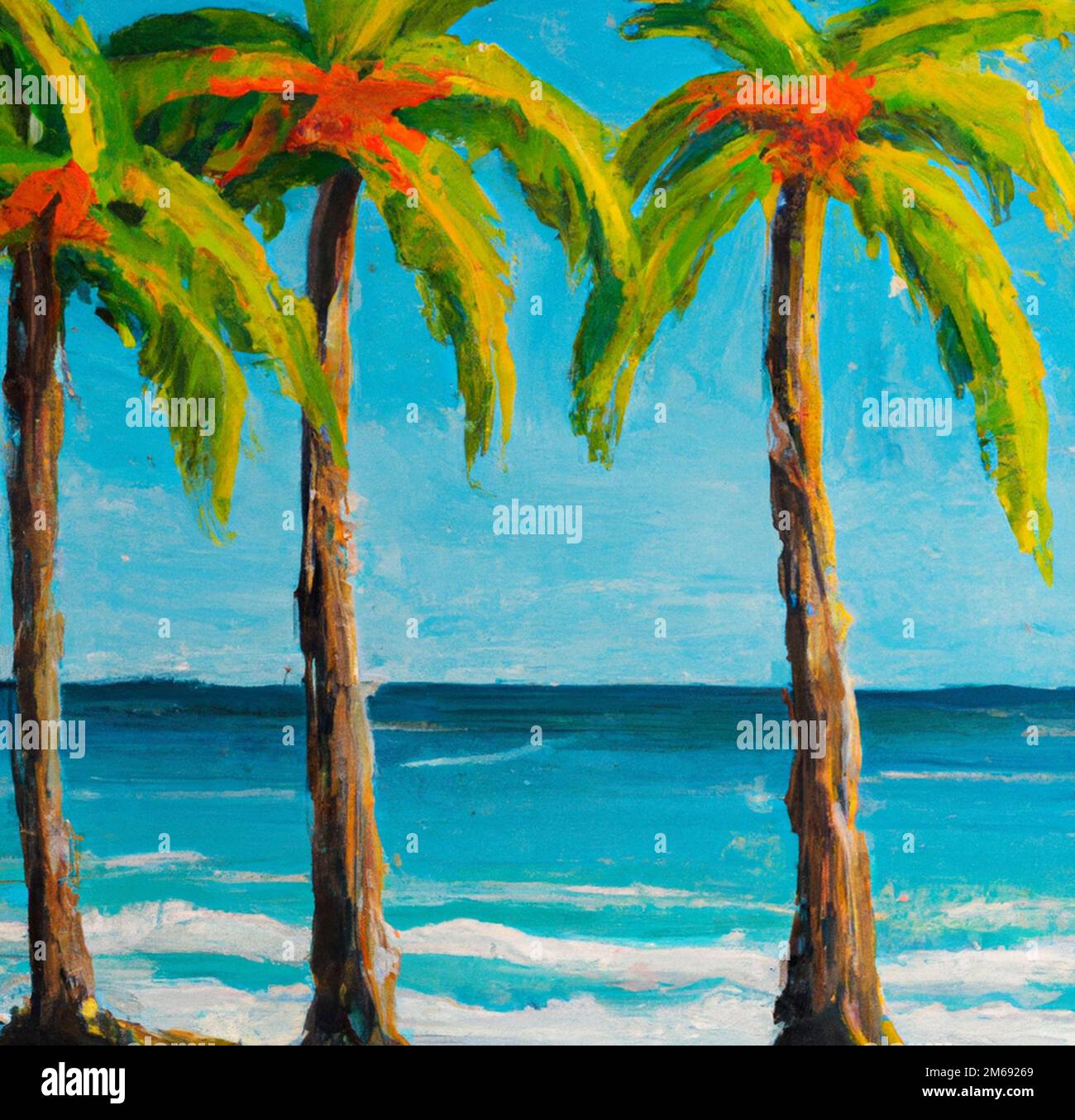 dibujo a lápiz de una playa soleada con palmera Fotografía de stock - Alamy