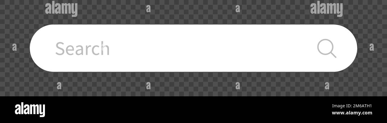 Cuadro de búsqueda gris aislado sobre fondo transparente negro. Espacio de copia para la búsqueda web. Vector editable. Ilustración del Vector