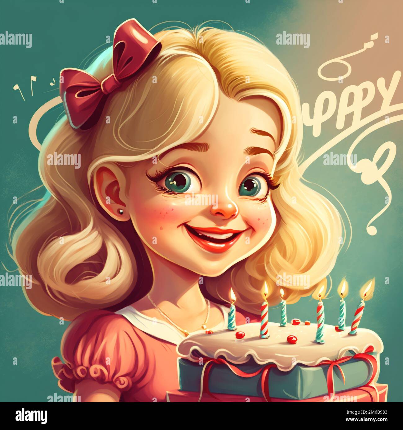 Un personaje de dibujos animados celebrando un cumpleaños, escena con  colores, globos brillantes y velas encendidas. Los personajes están muy  emocionados y felices, y everyo Fotografía de stock - Alamy