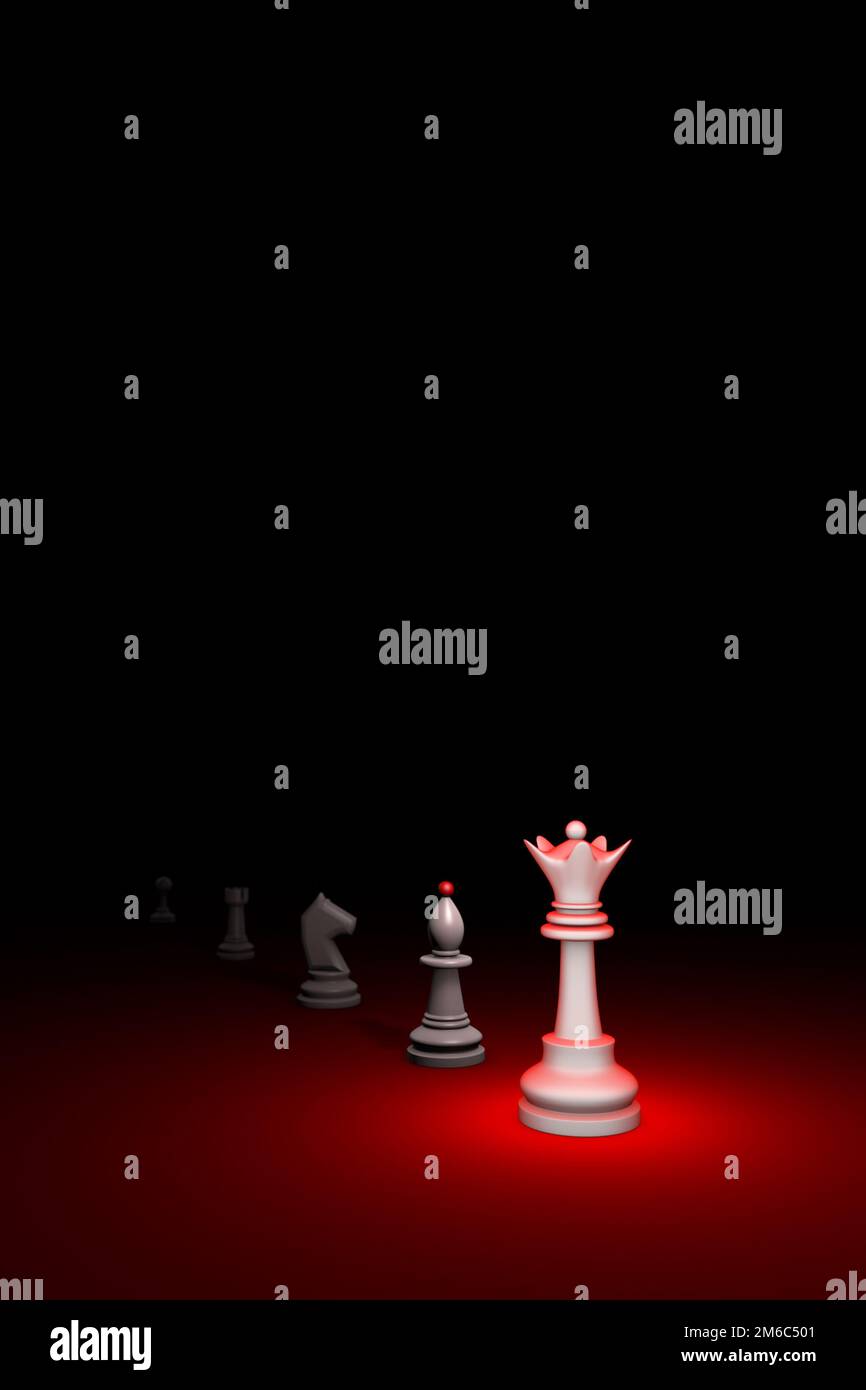 Crecimiento profesional (metáfora de ajedrez). Ilustración de renderizado 3D. Espacio libre para texto. Foto de stock