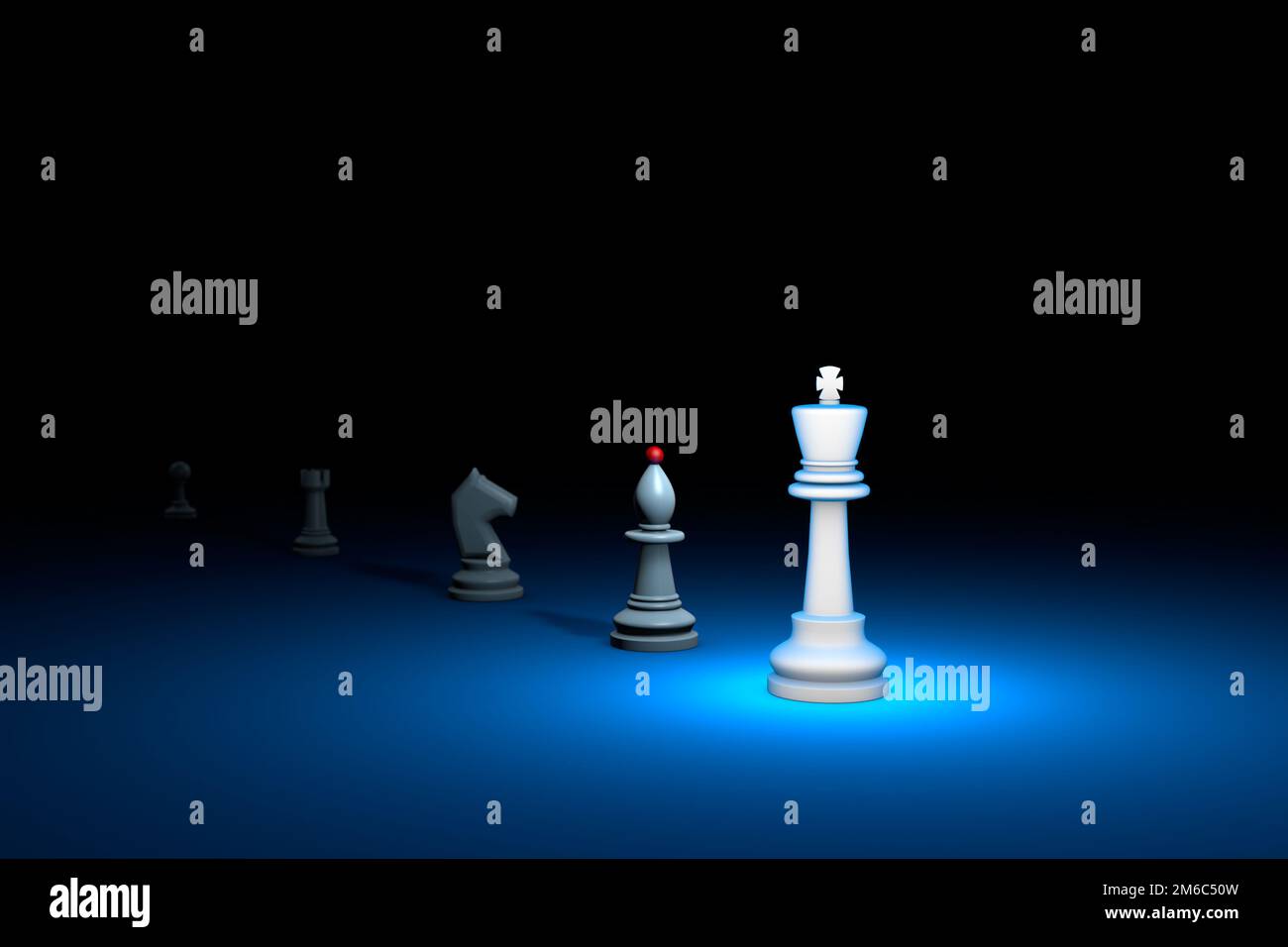 Gran autoridad (metáfora de ajedrez). Ilustración de renderizado 3D. Espacio libre para texto. Foto de stock