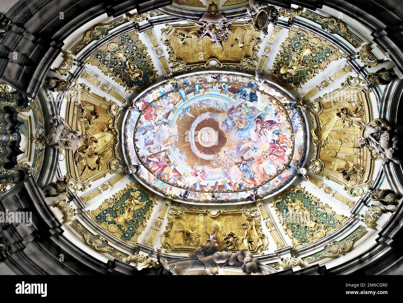 Fresco de techo de la abadía de Weltenburg, Baviera, Alemania Foto de stock