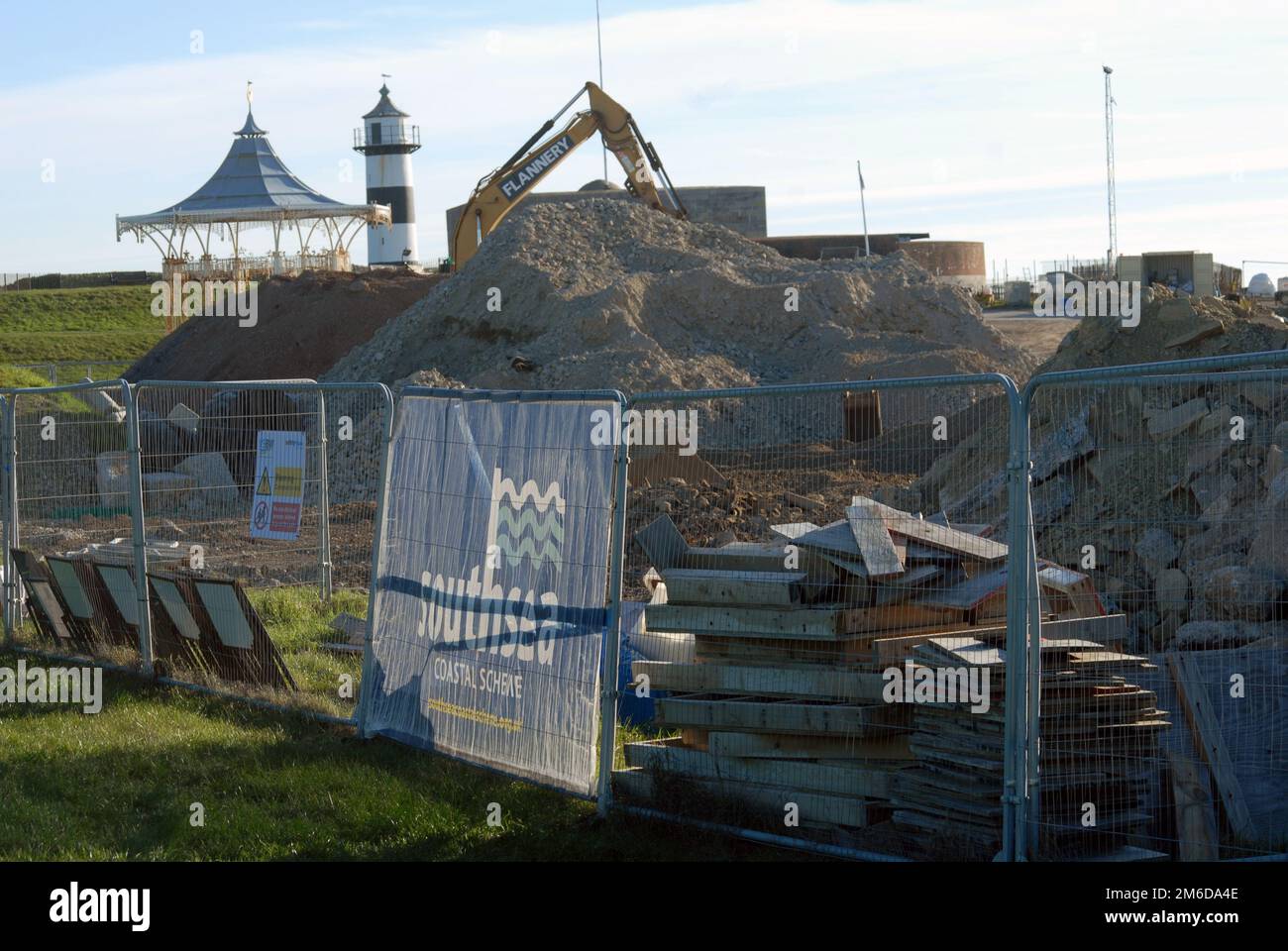 Southsea Coastal Scheme, reparaciones de muros de mar, Portsmouth, Hampshire, Reino Unido. Foto de stock