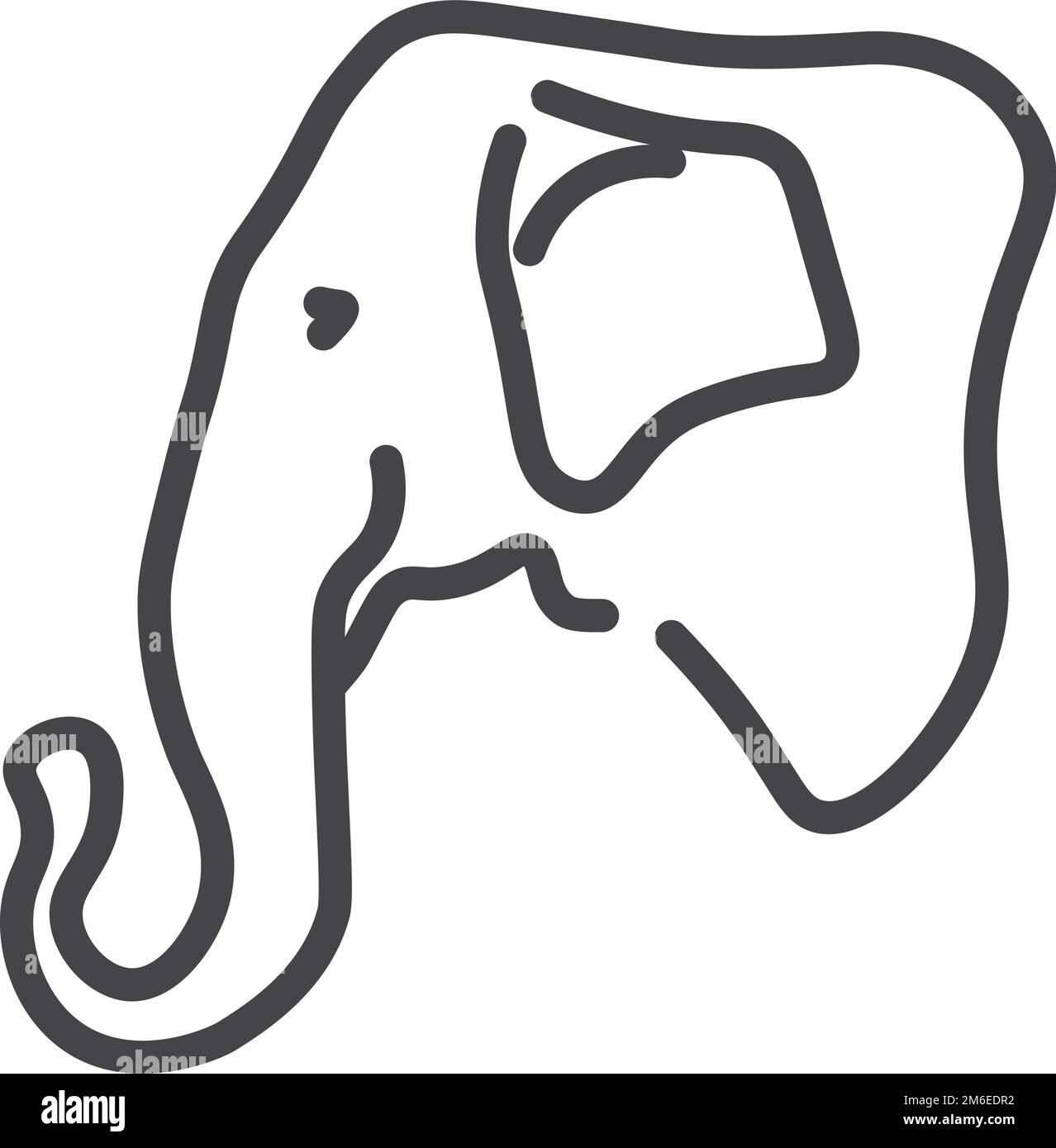 Icono de cabeza de elefante. Dibujo lineal de animales de selva Ilustración del Vector