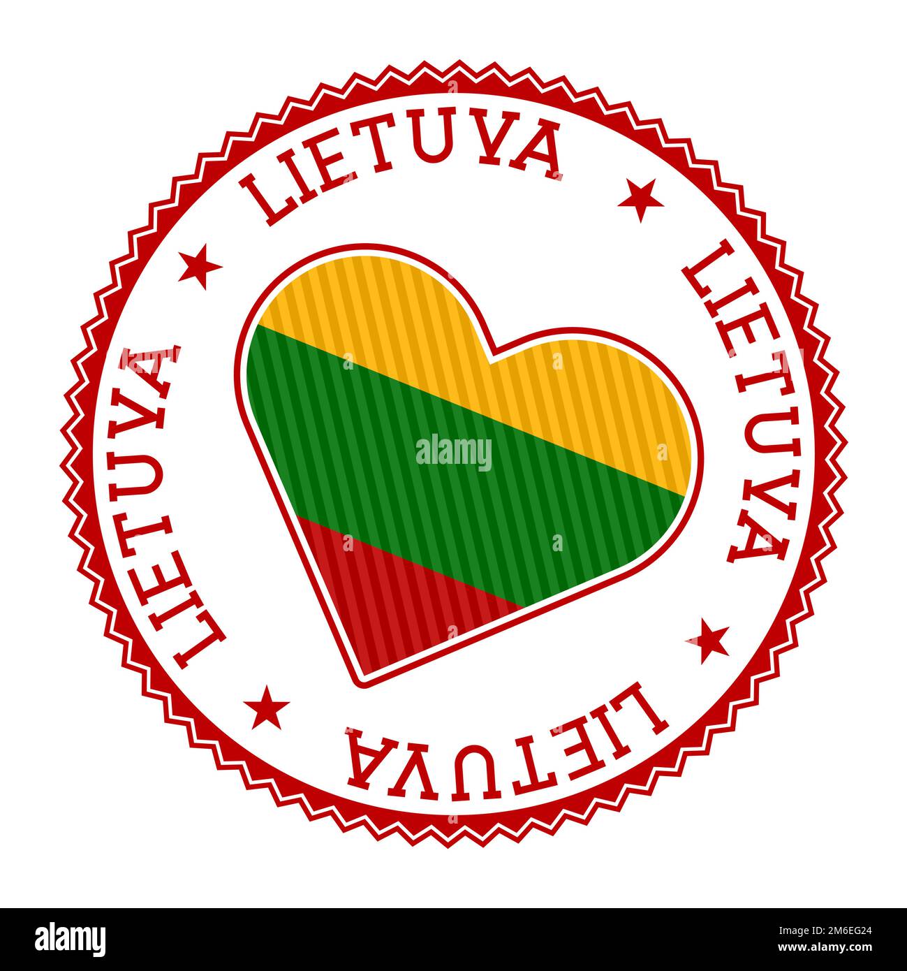 Insignia de corazón de Lituania. Vector logo de Lituania con el nombre
